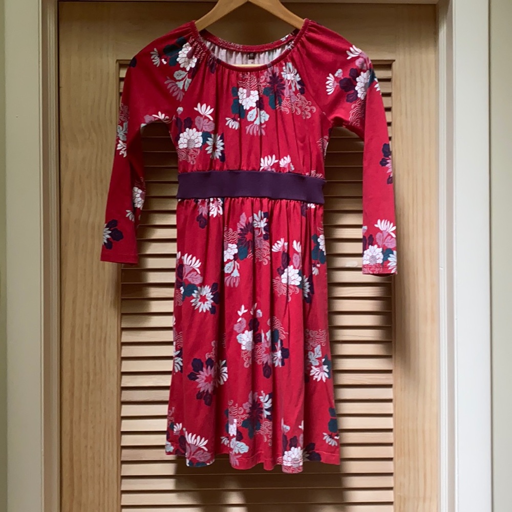 Tea Collection Dress Red Floral Girls Size 10
